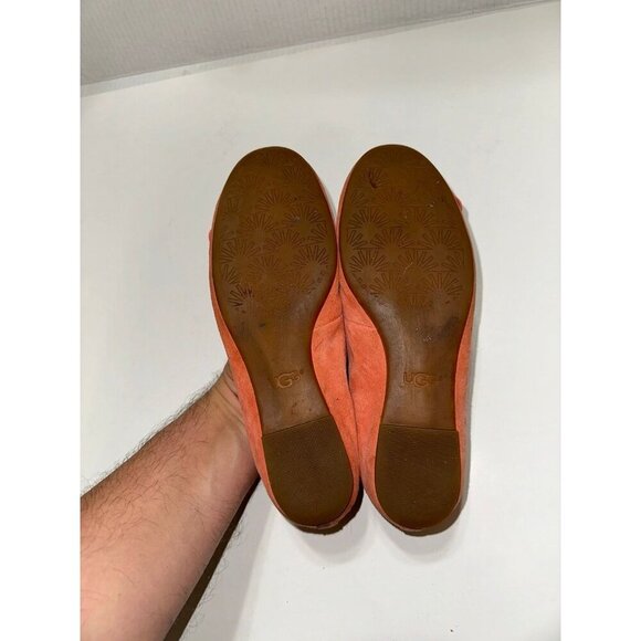 UGG Thea Poppy 'Vibrant Coral' Suede Slip On Flats Loafers Shoes Size 6.5 - Picture 7 of 11